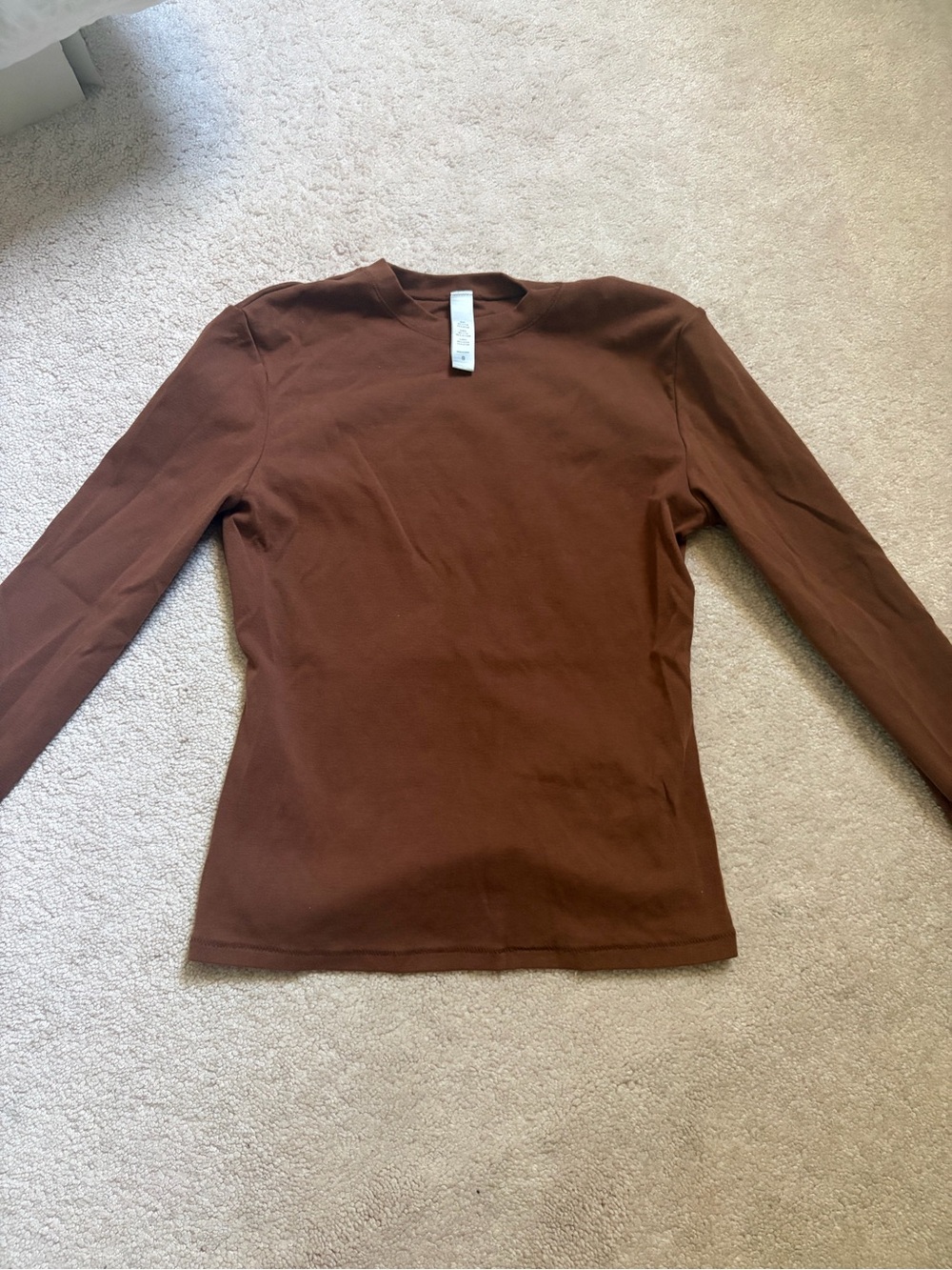 Classic Crewneck Long-Sleeve Top - Brown